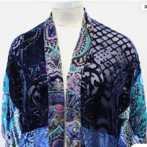 Soft Surroundings Velvet Kimono Jacket - Black and Blue